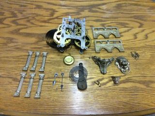 Antique Gilbert Mantel Clock Movement And Cabinet Parts