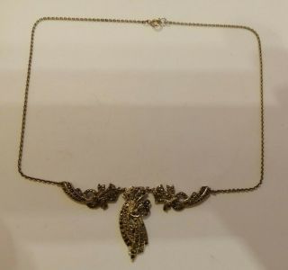 Antique Sterling Silver And Marcasite Necklace