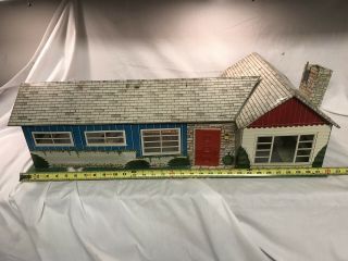 Vintage 60’s Metal Ranch Style Dollhouse By Marx With 18 Pc’s Furniture