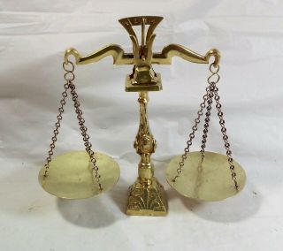Vintage Small 6 Inch Brass Apothecary Jewelers Balance Scale