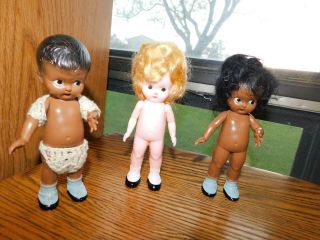 Black Knickerbocker,  S & E White Clone Dolls Hard Plastic Vintage Side Glancing