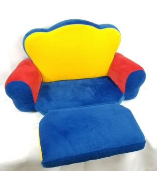 Build A Bear Red Blue Fold Out Bed Chair Sofa Furniture Plush 24 " Large 2001 Htf