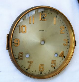 Antique Ansonia Tambour Clock Face Dial With Door And Glass,  Gold Numbers