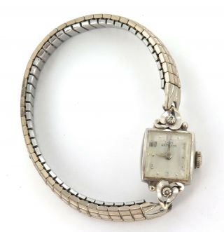 Vintage 10k Gold & 2 Diamonds Lady Hamilton Ladies Watch.  A Fixer.