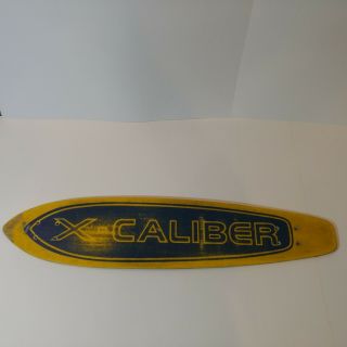 Vtg X - Caliber Fiberglass Wood Skateboard Deck 27 " Yellow Blue