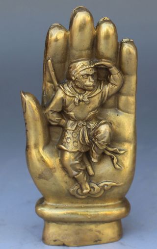 Chinese Bronze Sculpture Sun Wukong In The Tathagata Buddha 