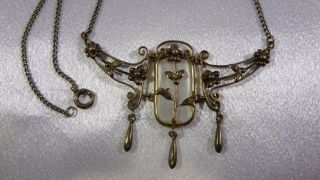 Antique EDWARDIAN Early 1900 ' s Bezel Set Mother of Pearl 1/20 12k GF Necklace 2