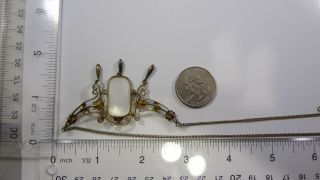 Antique EDWARDIAN Early 1900 ' s Bezel Set Mother of Pearl 1/20 12k GF Necklace 5