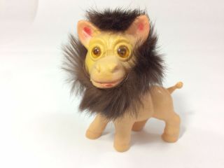 Vintage 1960s Lovable Uglies Troll Doll Donkey Lion Real Fur Made In Hong Kong