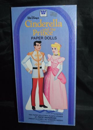 Vintage 1982 Walt Disney Cinderella And The Prince Paper Dolls By Whitman 7408b