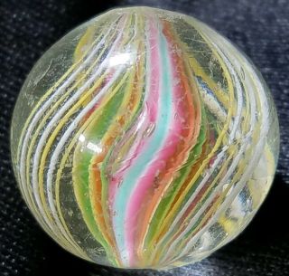 Antique Larger German Handmade Multicolored Swirl Marble