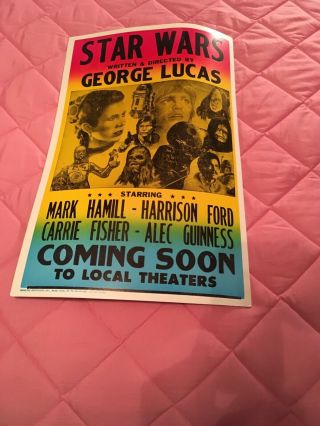Vintage Star Wars A Hope Movie Promotion Poster
