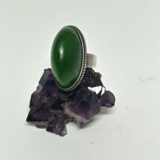 Amezing And Antique 875silver Ring From The Communist Period Set With Jade Stone