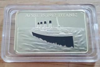Titanic Collectors Commemorative Token 1 Oz Gold Layered.  999 In Plastic Case