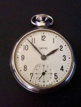 Antique Vintage Smiths Pocket Watch,  Silver Plated Case,  Running,  Art Deco,  British.
