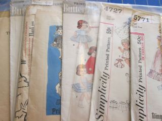 16 VINTAGE ASST SEWING PATTERNS FOR TODDLER AND GIRL/YOUNG ADULT DOLLS 2