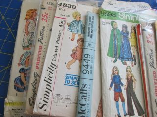 16 VINTAGE ASST SEWING PATTERNS FOR TODDLER AND GIRL/YOUNG ADULT DOLLS 4
