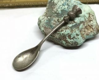Antique Vintage Hallmarked Sterling Silver Salt? Spoon With Thistle Handle