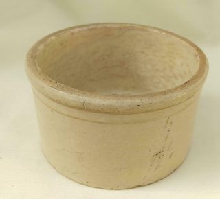 Primitive Macomb Pottery Stoneware 1 Lb Butter Cheese Crock 4.  5 " X 2.  75 " Tall