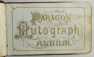 Antique 1877 FRIENDSHIP AUTOGRAPH BOOK Handwritten ARTWORK Manuscript Poetry RI 2