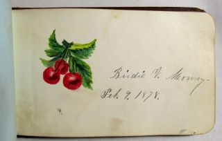 Antique 1877 FRIENDSHIP AUTOGRAPH BOOK Handwritten ARTWORK Manuscript Poetry RI 3