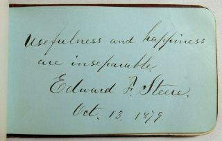 Antique 1877 FRIENDSHIP AUTOGRAPH BOOK Handwritten ARTWORK Manuscript Poetry RI 4