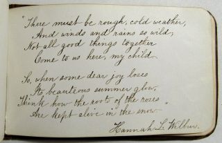 Antique 1877 FRIENDSHIP AUTOGRAPH BOOK Handwritten ARTWORK Manuscript Poetry RI 5