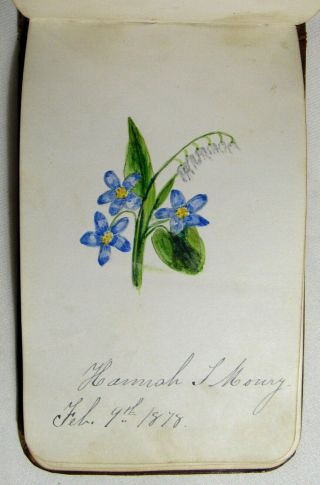 Antique 1877 FRIENDSHIP AUTOGRAPH BOOK Handwritten ARTWORK Manuscript Poetry RI 6