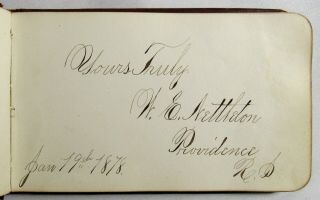 Antique 1877 FRIENDSHIP AUTOGRAPH BOOK Handwritten ARTWORK Manuscript Poetry RI 7