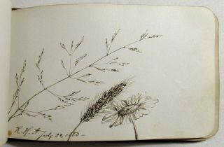 Antique 1877 FRIENDSHIP AUTOGRAPH BOOK Handwritten ARTWORK Manuscript Poetry RI 8