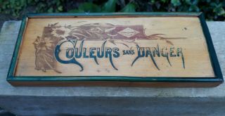Antique Wooden Paint Box Bourgeois Aine Couleurs Sans Danger Paris 9.  75 X 4