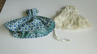 Vintage Vogue Jill Doll Outfit,  Dress W Slip & White Ruffled Gown