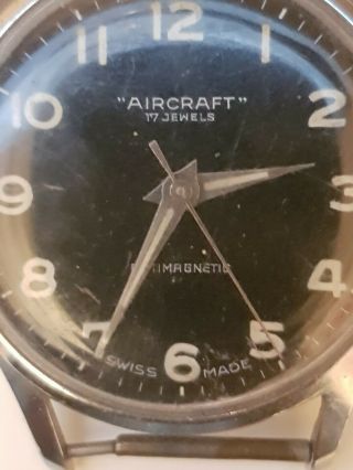 Mens Vintage Aircraft Watch Head Ticking Swiss Made 2
