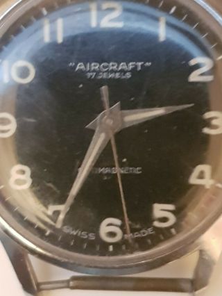 Mens Vintage Aircraft Watch Head Ticking Swiss Made 3