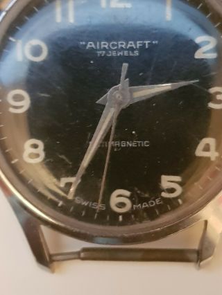 Mens Vintage Aircraft Watch Head Ticking Swiss Made 4