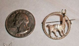 Antique Handmade Peru Sterling Silver Llama Brooch Pin,  Estate Jewelry,  Mark 925