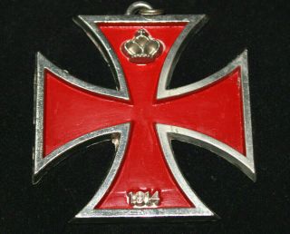 Masonic Knights Templar Medallion Maltese Cross Pendant Red Enamel Crown 1914