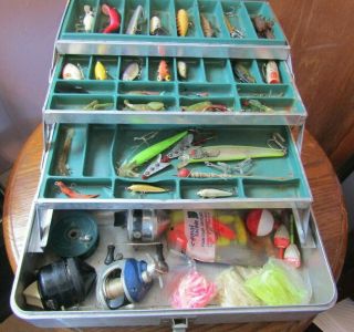 Vtg / Antique Kennedy Kits Aluminum Tackle Box No.  Co - 155 - Al,  20 Lures & Tackle