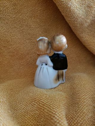 Vintage Bride & Groom Couple Wedding Bell Cake Topper Japan hand painted 2.  5 
