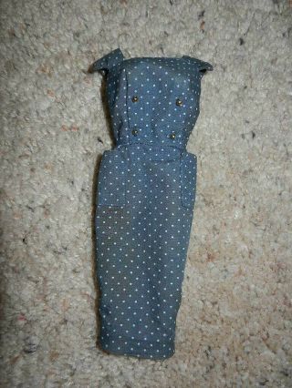 1962 Vintage Barbie Pak Blue Sheath Dress W/ Polka Dots