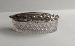 Antique Hallmarked 1909 Solid Silver Lidded Pin / Dressing Table Jar / Pot.