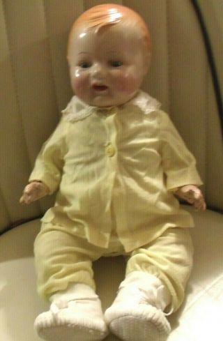 Antique 16 " Composition Baby Doll - Tin Eyes,  Teeth,  Dimples,  Unmarked