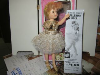 Vintage Hard Plastic Virga Teen 8 " Walker Ballerina Toe Doll - Sandra Sue Friend