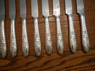 8 National Silver Co.  1937 ROSE & LEAF Pattern Dinner Knives Silverplate 793 3