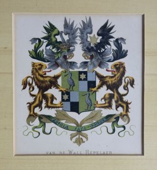 PR Antique Vintage Print Coat of Arms Van Den Velden Van De Wall Repelaer 5
