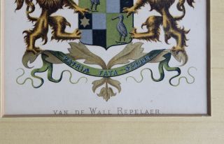 PR Antique Vintage Print Coat of Arms Van Den Velden Van De Wall Repelaer 6