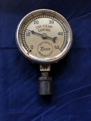 Vintage Tycos Live Steam Control Rochester Ny.  Antique Pressure Gauge Steampunk