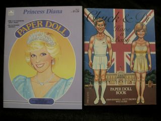 Two Uncut 1980s Princess Diana,  Chuck & Di Have A Baby Paper Doll Books
