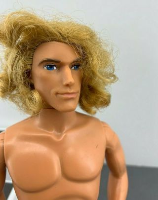 Vintage Hunky Ken Boy Doll Nude For Play/ooak Long Blonde Hair Curly Bend Knees