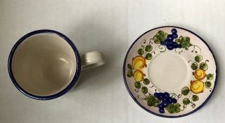Vintage Tea Cup and Saucer - Mini - grapes and lemons - Italian - French - FINE 3